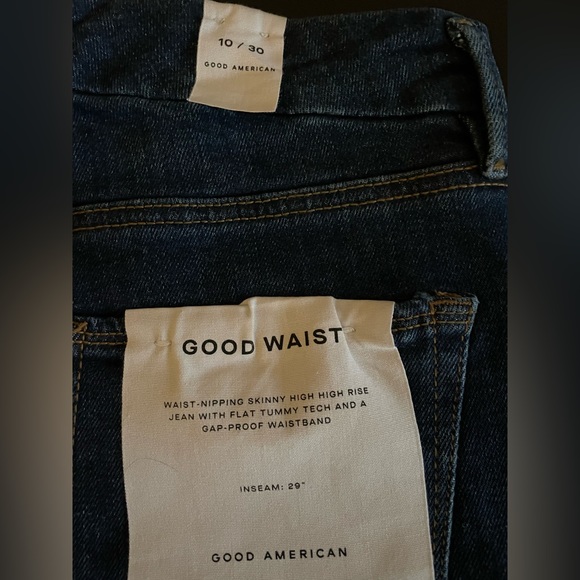 NWT Good American Good Waist Step Hem Skinny Jeans Dark Blue Denim Size 10 - Picture 8 of 13